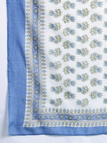 Dhiyona IE Plus Size Floral Printed Sequinned Pure Cotton Kurta with Trousers & With Dupatta
