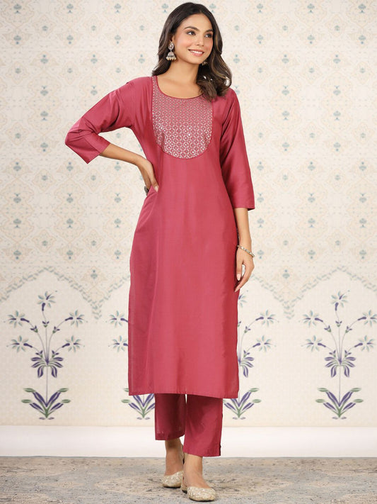 Dhiyona OD  Ethnic Motifs Foil Printed Sequined Straight Kurta with Trousers