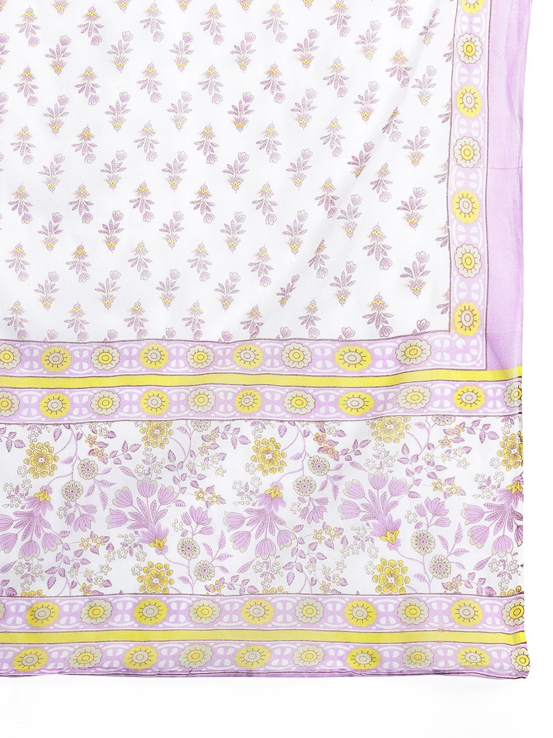 Dhiyona IE Floral Printed Pleated Pure Cotton Kurta with Trousers & Dupatta