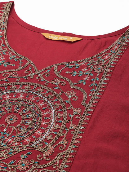 Dhiyona IE Women Floral Yoke Design Regular Kurta with Trousers & With Dupatta