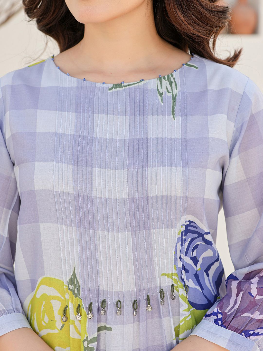 Dhiyona IE Floral Printed Pure Cotton Tunic With Trousers Co-Ords