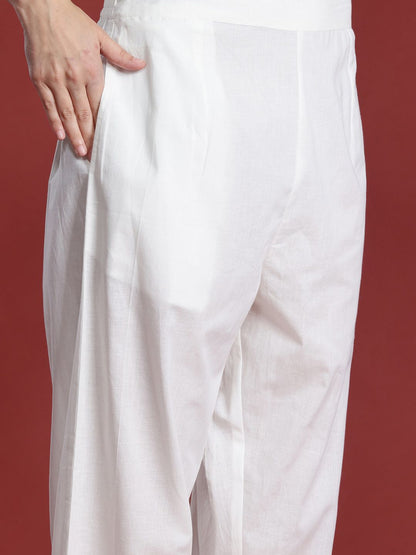 Floral Embroidered Sequinned Pure Cotton Kurta with Trousers & Dupatta