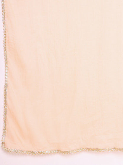 Dhiyona SO Women's Women Peach-Coloured Ethnic Motifs Yoke Design Layered Kurta with Churidar