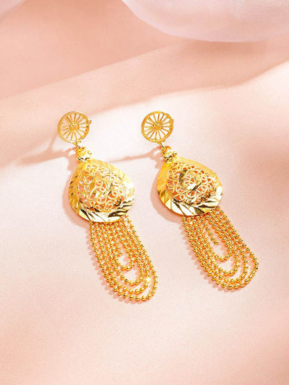 Dhiyona RJ Women's 18K Gold-Plated Textured Disc & Multi-Layer Beaded Statement Necklace Set