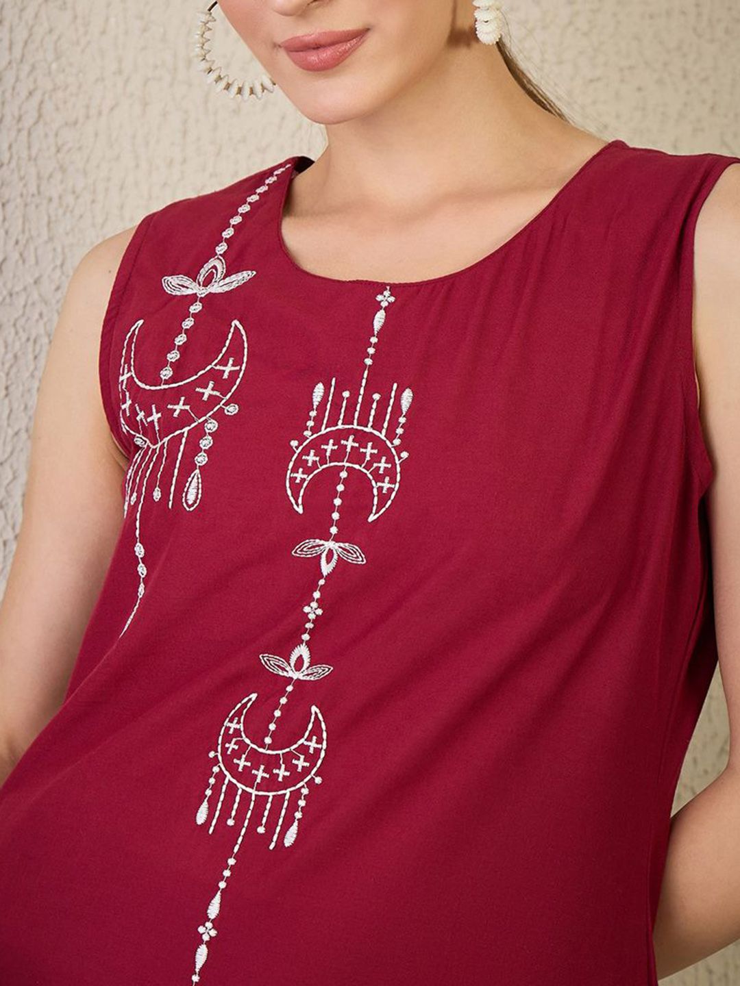 Dhiyona IE Women's Adults-Women Woven Design Embroidered Cotton A-Line Kurta with Palazzos