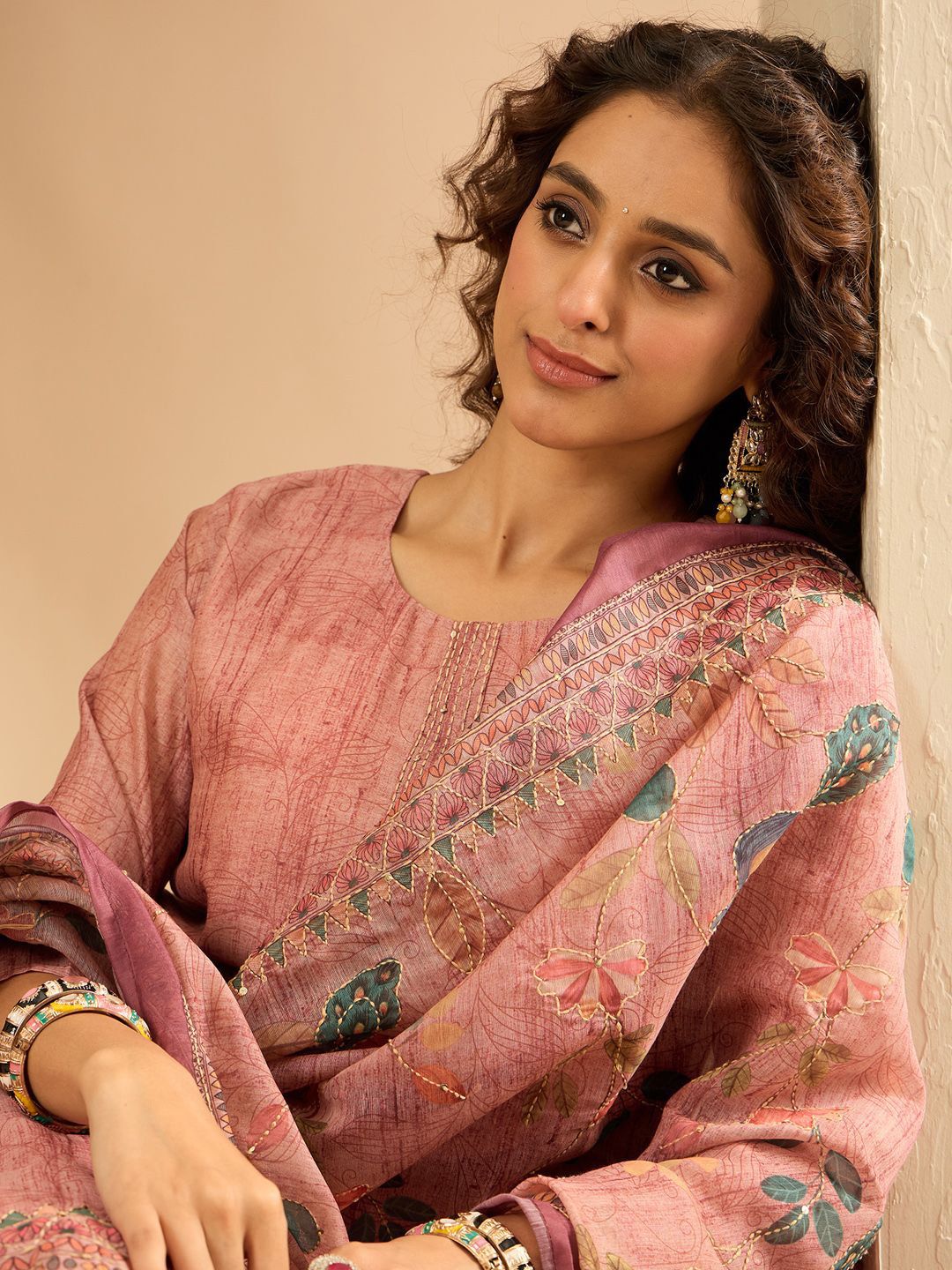 Dhiyona IE Women Embroidered Kurta with Trousers & Dupatta