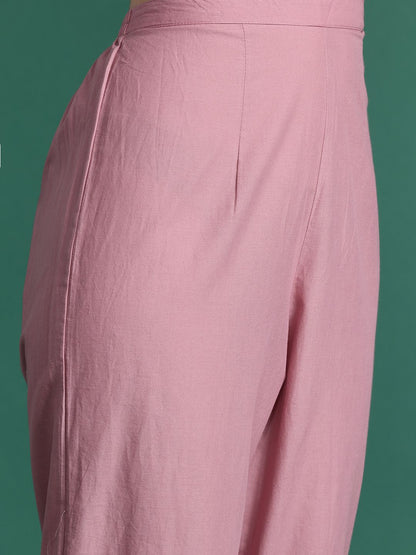 Women Floral Printed Thread Work Pure Cotton Kurta With Trousers & Dupatta