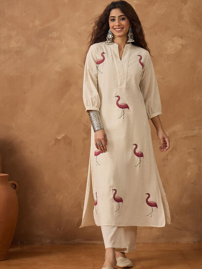 Dhiyona VA Women's Woven Design Printed Kurta with Trousers