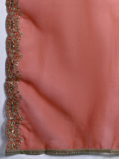 Plus Size Floral Embroidered Sequinned Liva Kurta with Trousers & With Dupatta