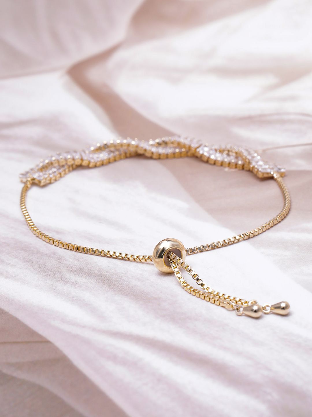 Dhiyona RJ Women's American Diamond Gold-Plated Wraparound Bracelet