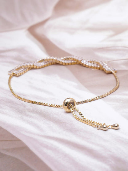 Dhiyona RJ Women's American Diamond Gold-Plated Wraparound Bracelet