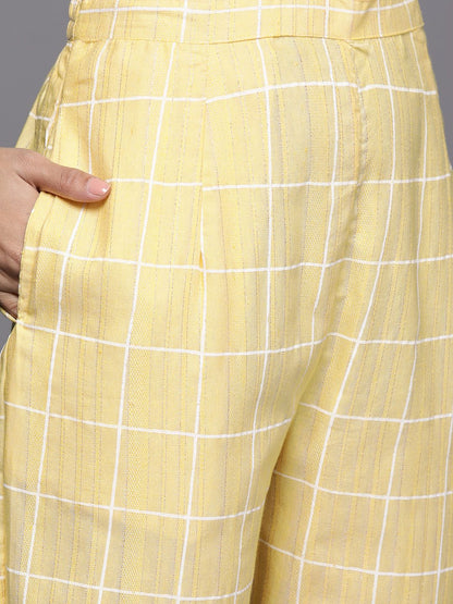 Women Yellow Embroidered Thread Work Kurta with Trousers & Dupatta