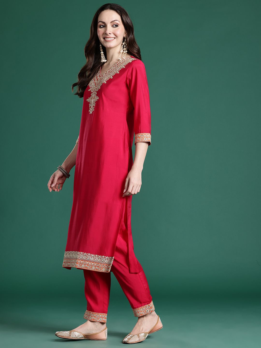 Ethnic Motifs Embroidered Kurta with Trousers