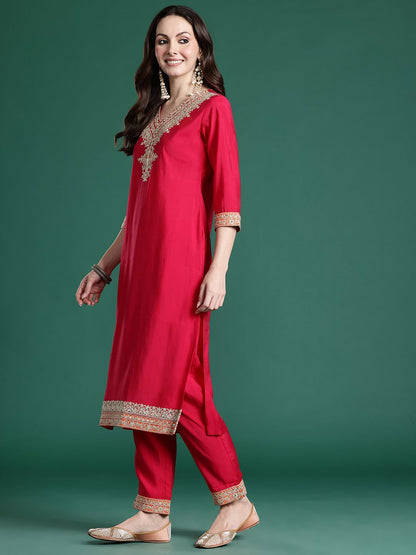 Ethnic Motifs Embroidered Kurta with Trousers