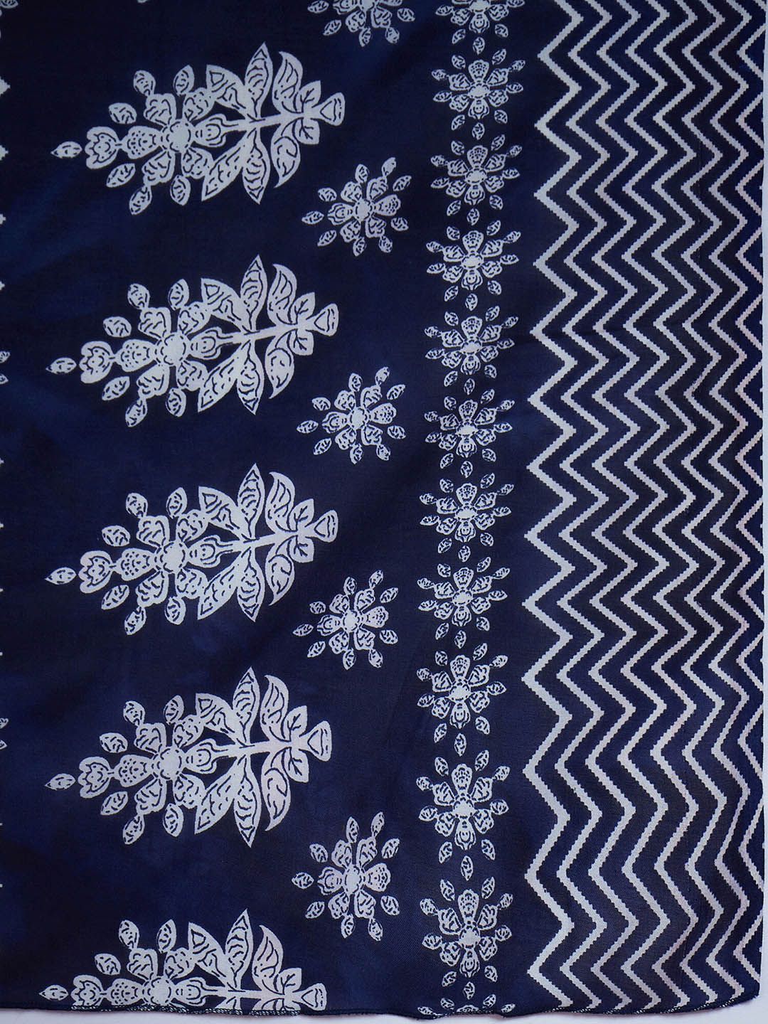 Dhiyona IE Ethnic Motifs Printed Thread Work Straight Kurta With Trousers & Dupatta