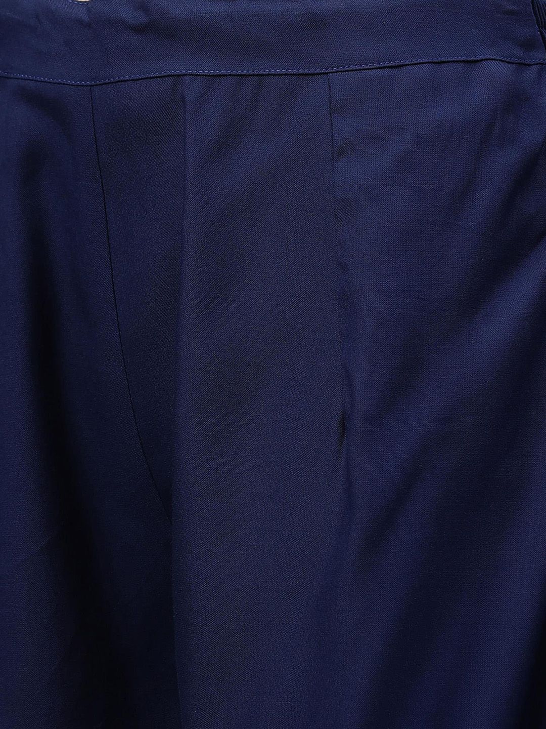 Women Navy Blue & Grey Printed Kurta with Patiala & Dupatta