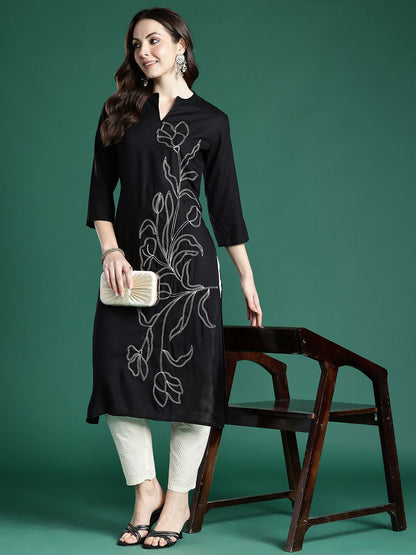 Dhiyona IE Floral Embroidered Thread Work Floral Kurta