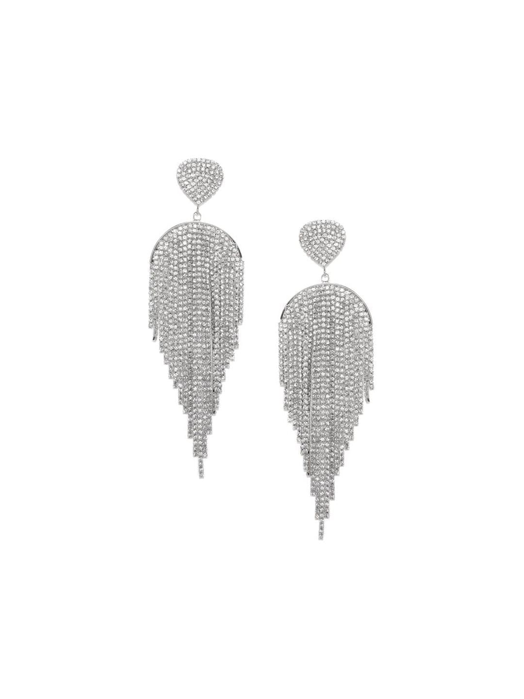 Dhiyona RJ Women's Rhodium Plated Multilayered Drop Earrings