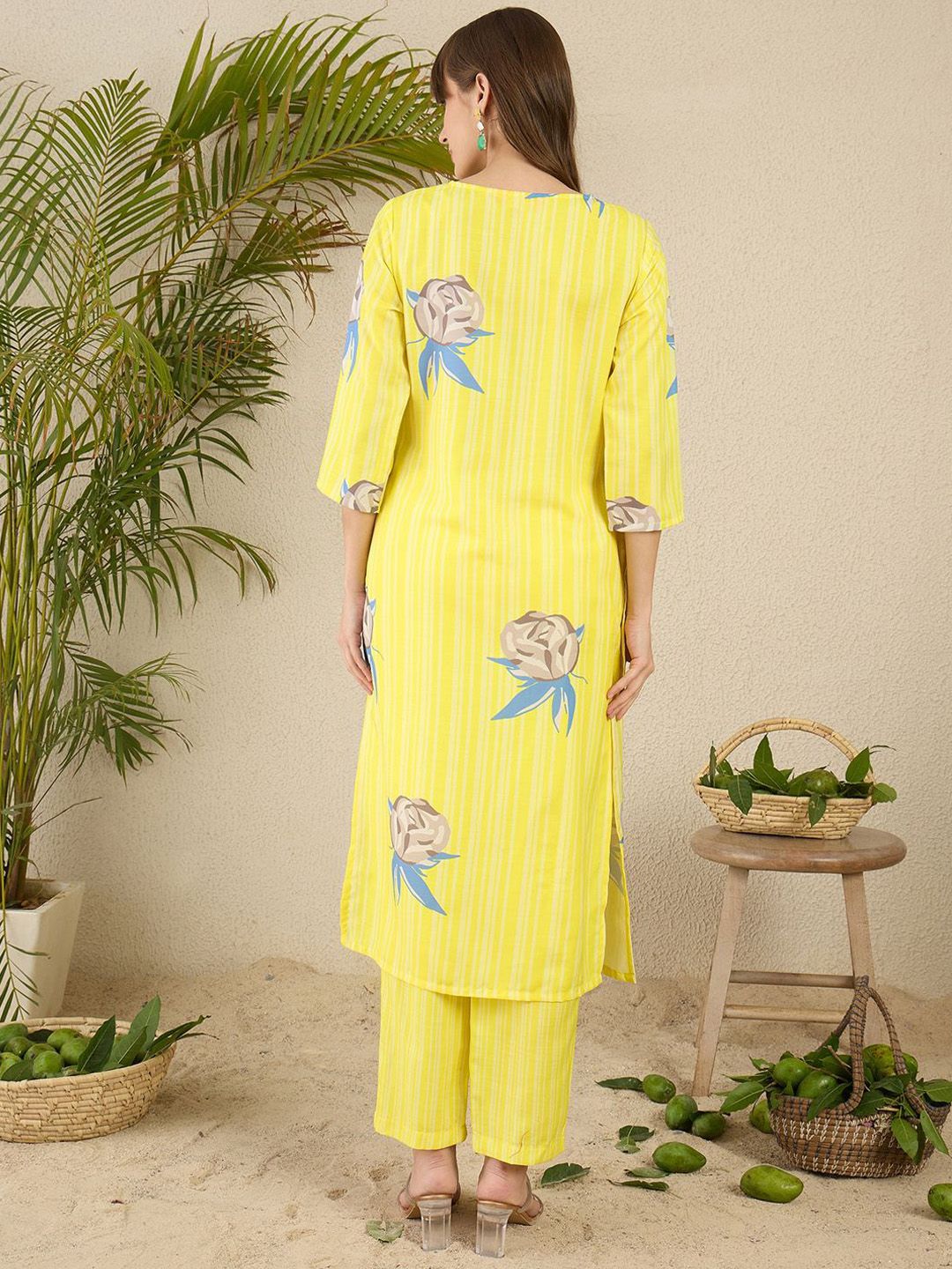 Dhiyona IE Printed Straight Tunic & Trousers Co-Ord Set