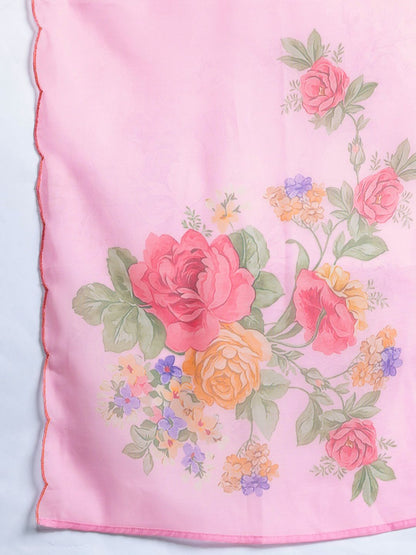 Floral Embroidered Thread Work Kurta with Trousers & With Dupatta