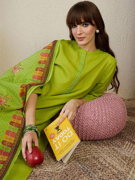 Dhiyona IE Women Ethnic Motifs Embroidered Regular Kurta, Trousers With Dupatta
