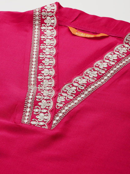 Dhiyona IE Ethnic Motifs Zari Embroidered Kurta With Trousers & Dupatta