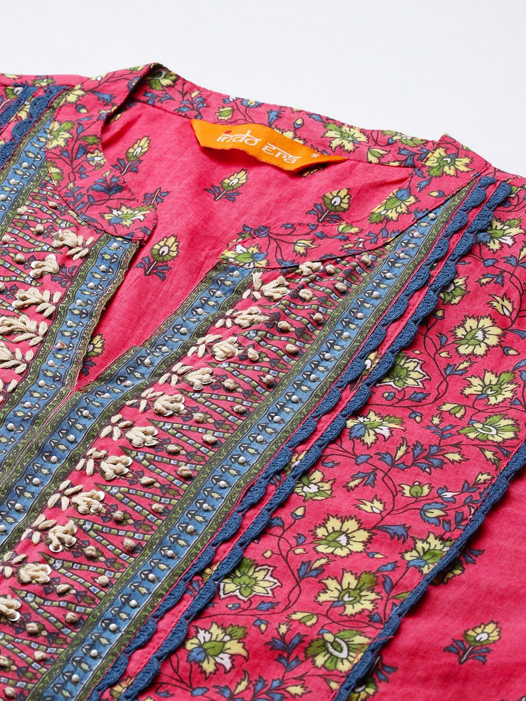 Women Ethnic Motifs Printed Sequinned Pure Cotton Kurta with Trousers & Dupatta