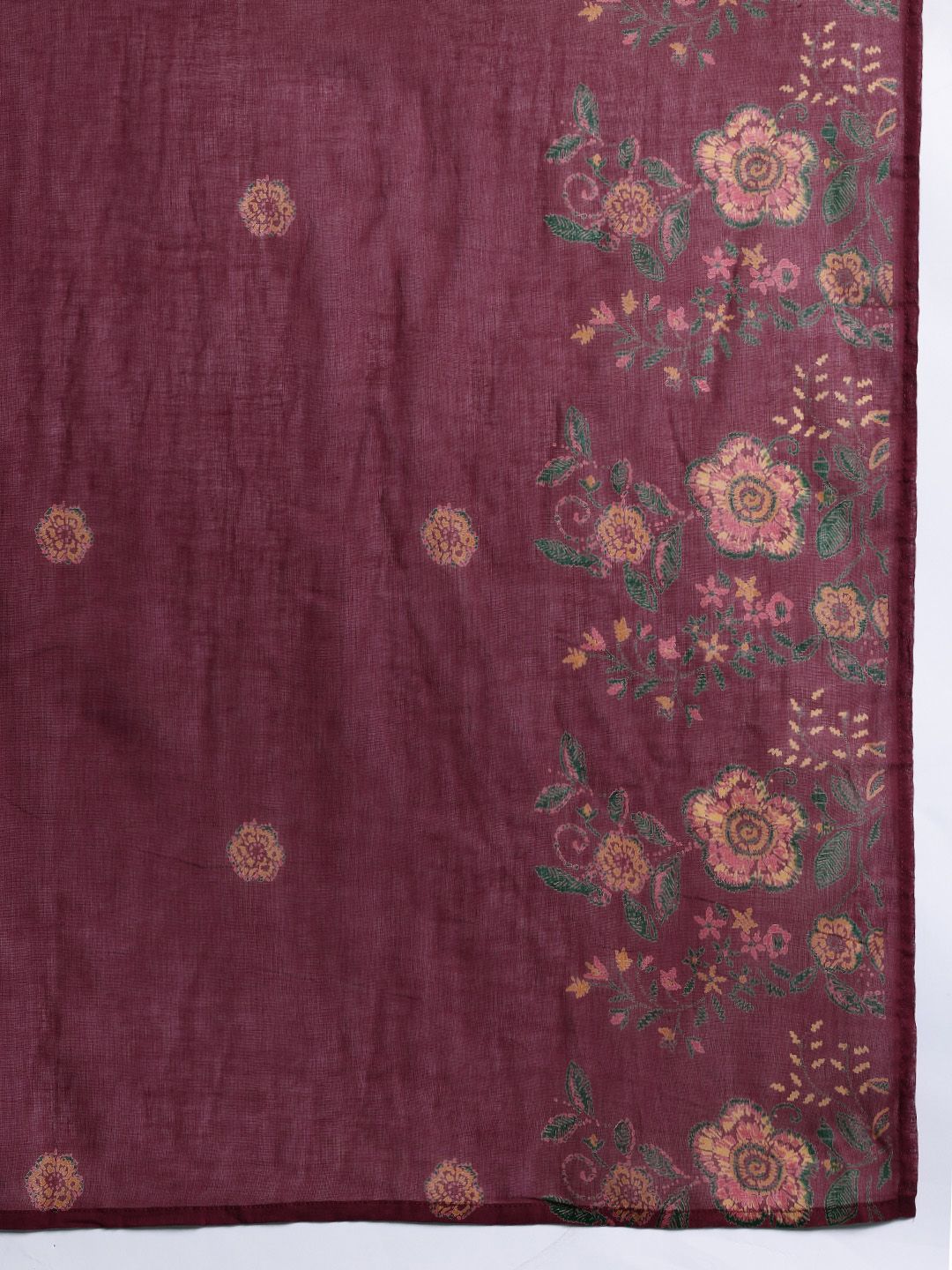 Floral Printed Pure Cotton Kurta with Trousers & Dupatta