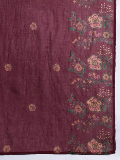 Floral Printed Pure Cotton Kurta with Trousers & Dupatta