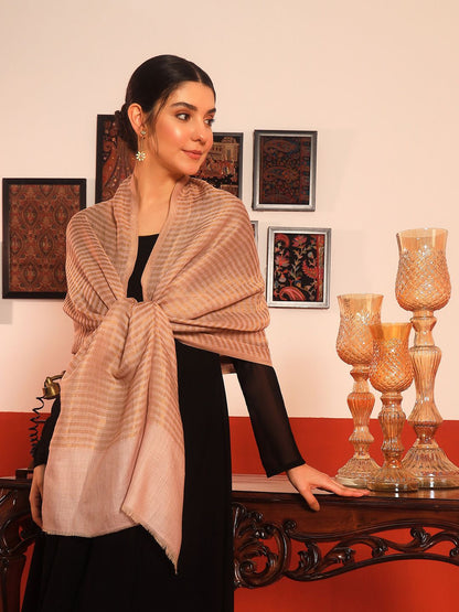 Dhiyona PA Striped Woven Design Woollen Reversible Shawl