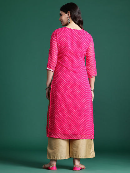 Dhiyona IE Leheriya Printed Indie Printed Georgette Kurta