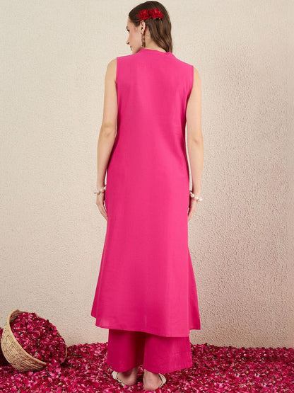 Women Ethnic Motifs Embroidered Regular Thread Work Pure Cotton Kurta with Palazzos