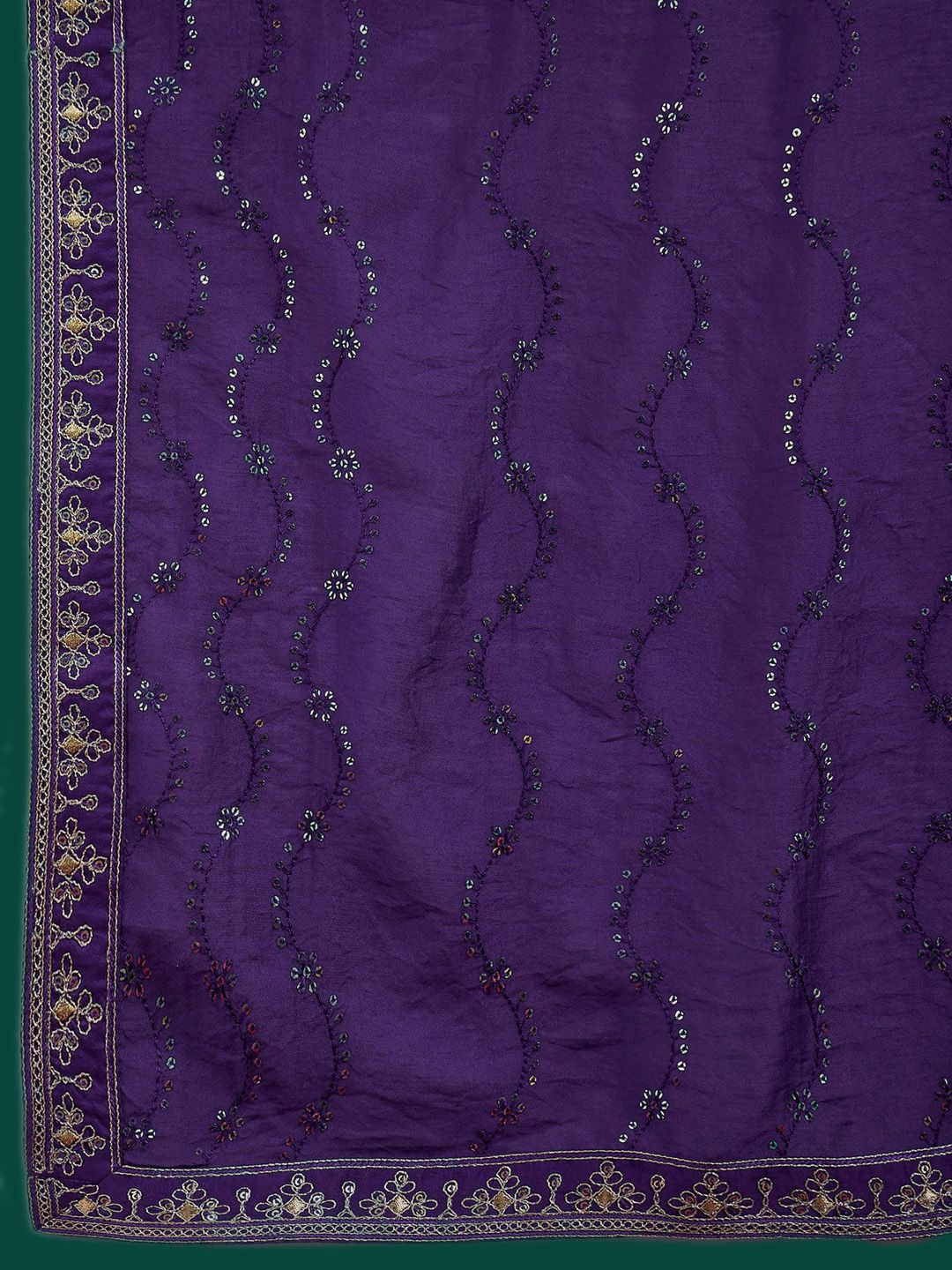 Dhiyona IE Floral Embroidered Regular Sequinned Kurta Wwith Trousers & Dupatta