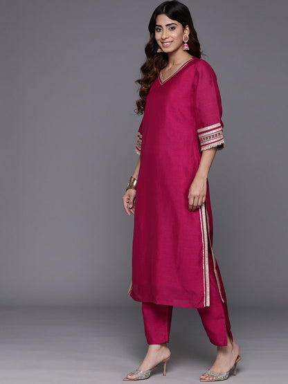Dhiyona VA Women's Regular Gotta Patti Kurta with Trousers & With Dupatta