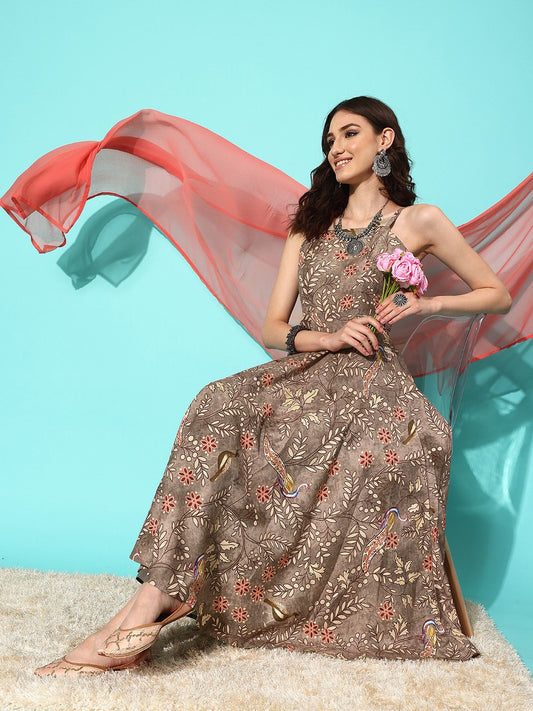Dhiyona VA Women'sFloral Printed Regular Kurta with Trousers & With Dupatta
