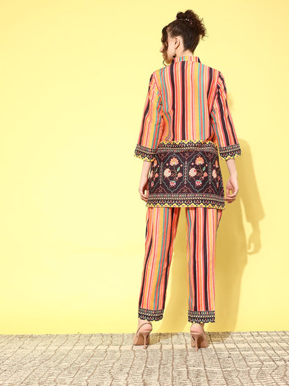 Dhiyona IE Women Printed Shirt with Trousers Co-Ords