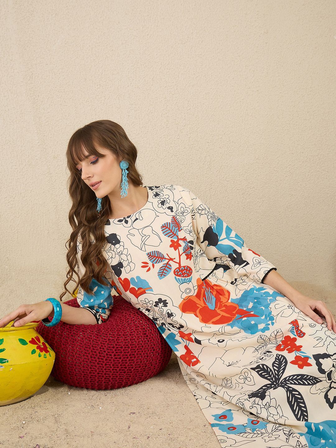 Dhiyona IE Printed Kurta & Trouser Co-Ords Set