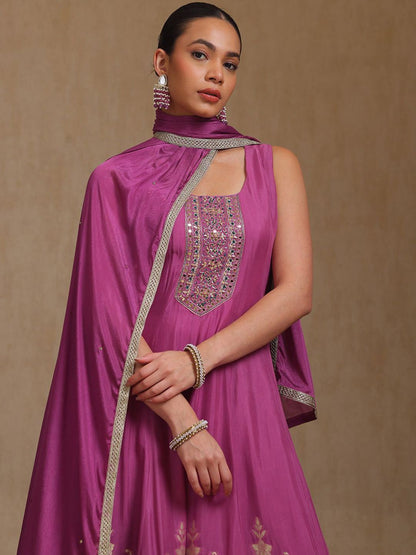 Dhiyona SO Women's Women Printed Regular Mirror Work Kurta with Palazzos & With Dupatta