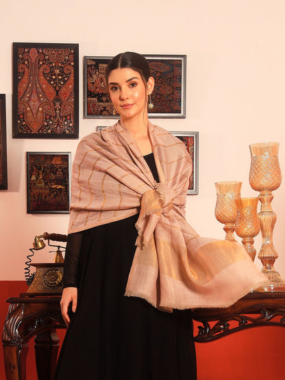 Dhiyona PA Striped Woven Design Woolen Reversible Shawl