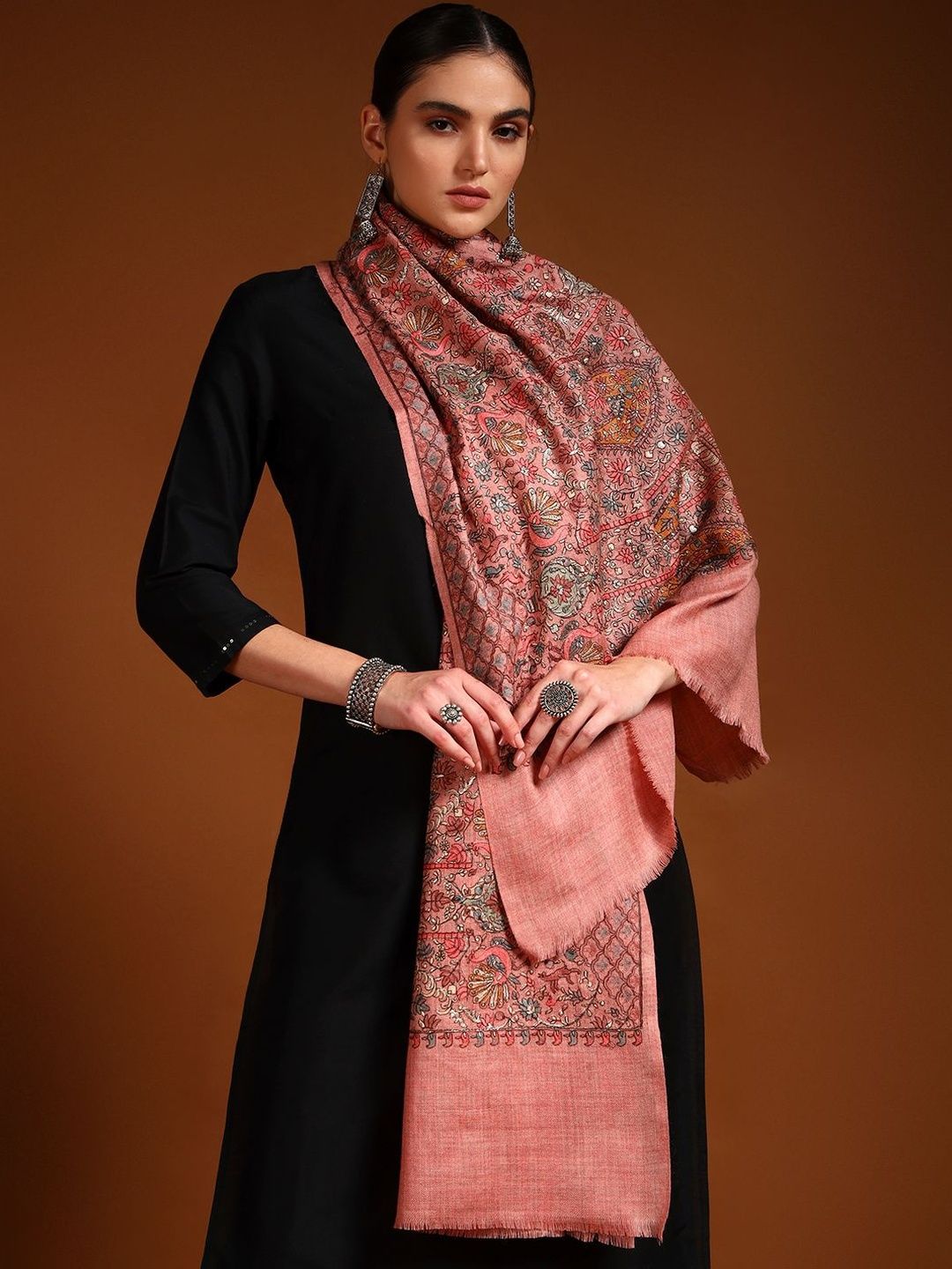 Dhiyona PA Women Ethnic Motifs Embroidered Shawl