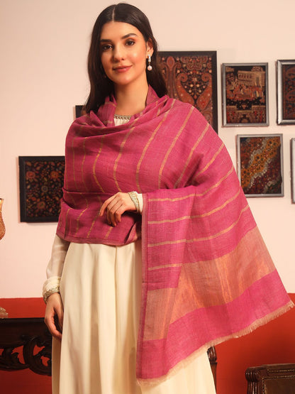 Dhiyona PA Gulzarim Striped Woven Design Reversible Woolen Shawl