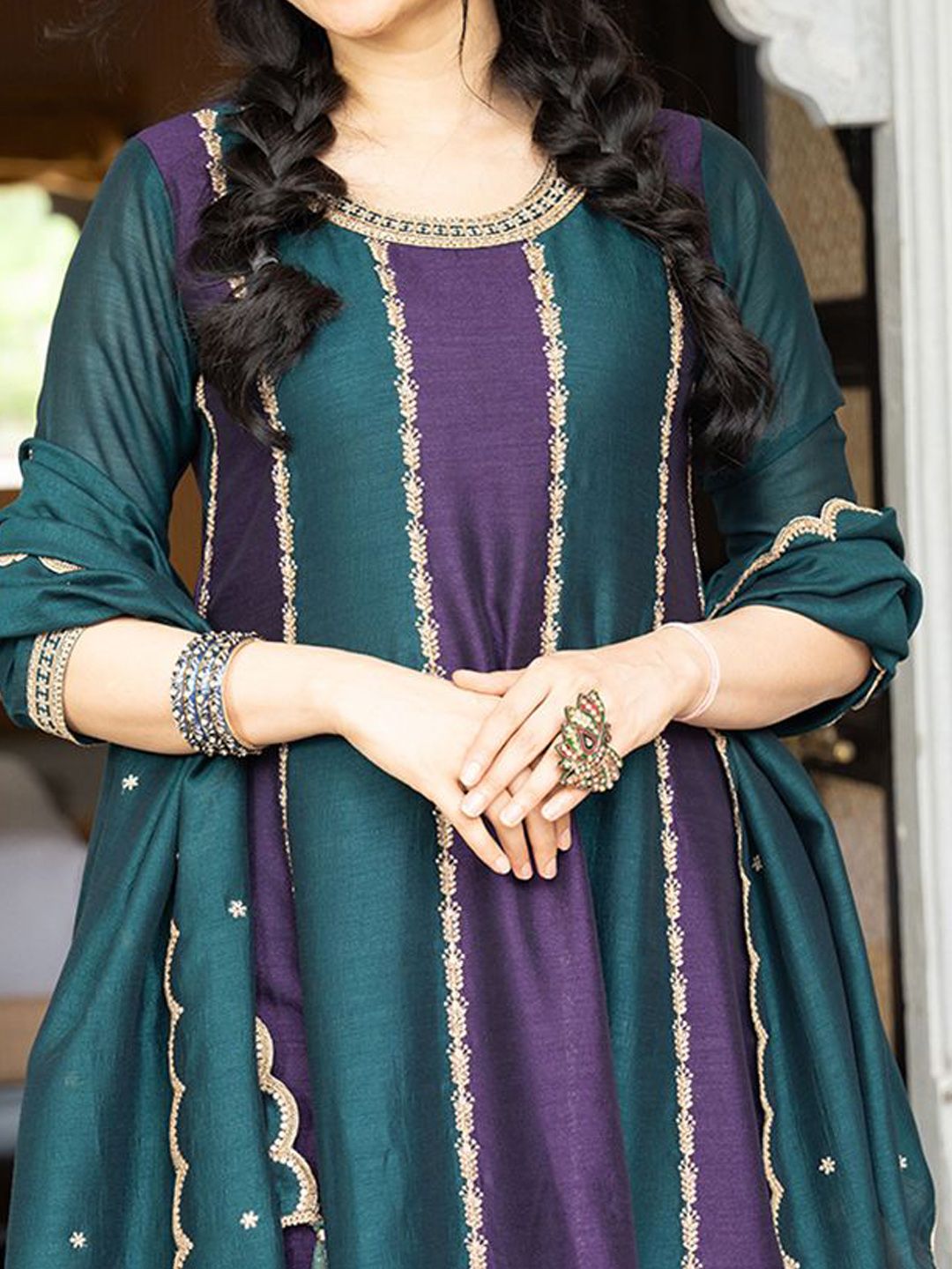 Dhiyona CH Embroidered Anarkali Kurta Set with Dupatta