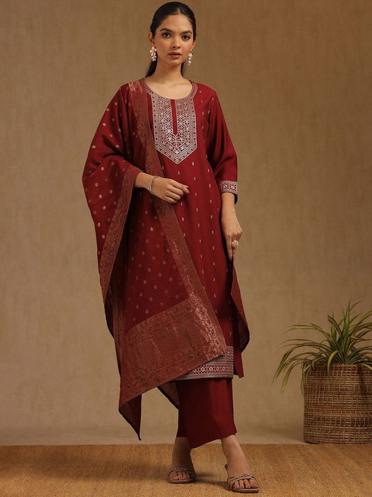 Dhiyona SO Women's Women Floral Embroidered Kurta with Palazzos & Dupatta