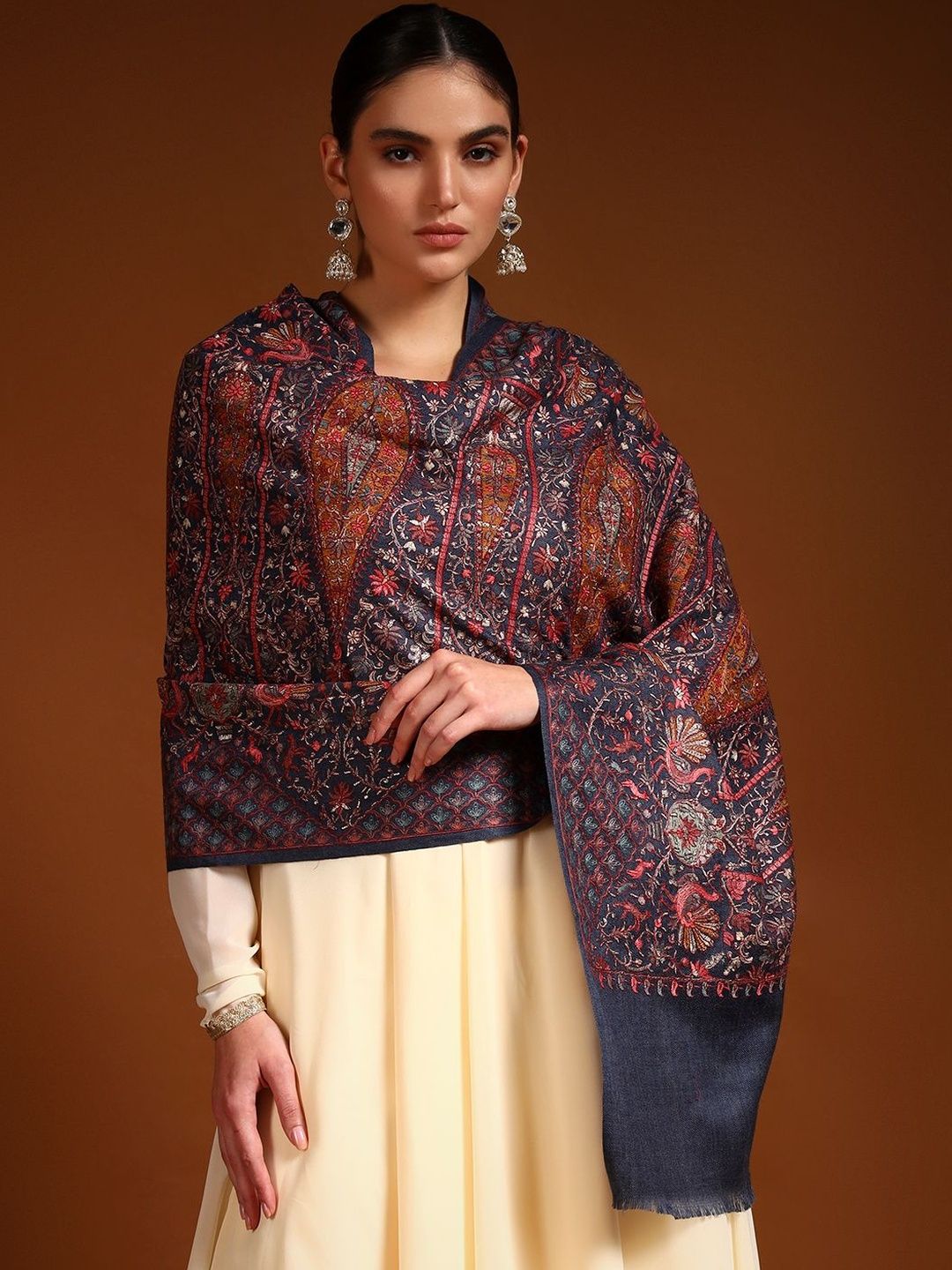 Dhiyona PA Women Ethnic Motifs Embroidered Shawl