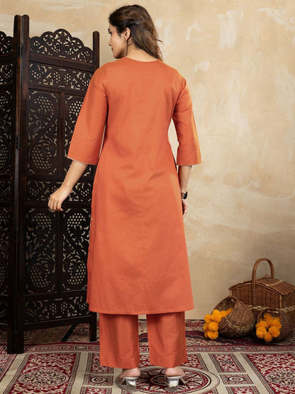 Dhiyona PD Women Women Embroidered Straight Kurta & Trousers