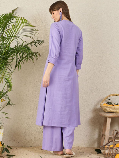 Women Floral Embroidered A-Line Kurta with Palazzos