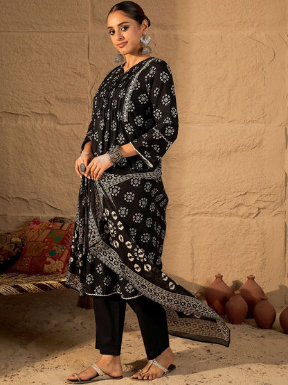 Women Ethnic Motifs Printed Regular Pure Cotton Kurta with Trousers & With Dupatta