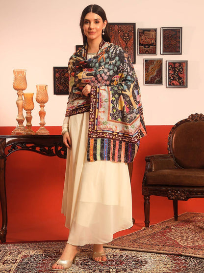 Dhiyona PA Tribal Embroidered Kalamkari Shawl
