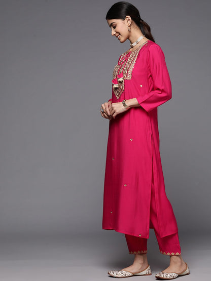 Dhiyona VA Women'sEthnic Motifs Embroidered Sequinned Kurta With Trousers & With Dupatta