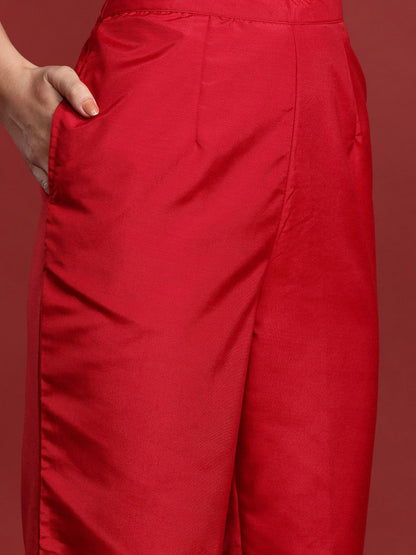 Ethnic Motifs Embroidered Empire Kurta with Trousers & Dupatta